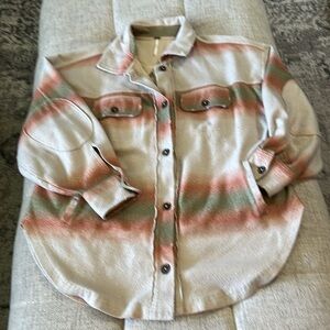 FREE PEOPLE PRINTED RUBY SHIRT JACKET OVERSIZED XS